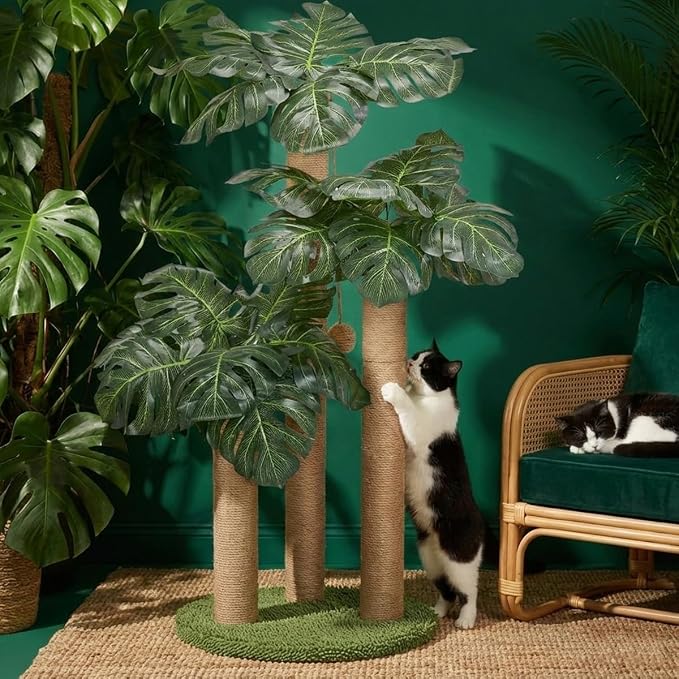 LEMONDA 31.5Inch Cat Scratching Post,Cat Scratcher Tree with 3 Scratching Poles & 2 Interactive Dangling Balls,Cats Scratching Posts for Indoor Kitten & Adult Cats | Cat Scratcher Tree, Cat Scratching Posts,3 Scratching Poles,2 Interactive Dangling Bal... - Image 8