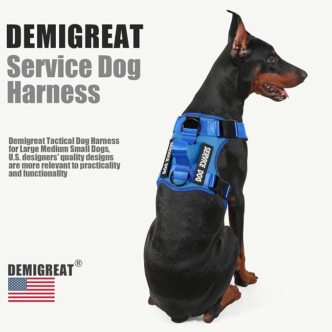 Service Dog Harness, Reflective Dog Vest Harness with 5 PCS Patches, Adjustable Soft Oxford Pet Harness, Inner Layer Mesh, Easy to Control for Small Medium Large Dogs - Image 5