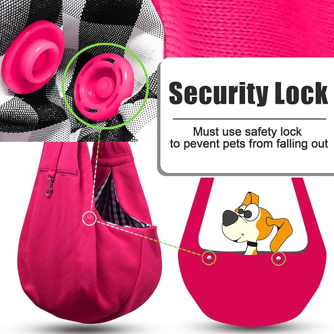 TOMKAS Dog Sling Carrier for Small Dogs Puppy Carrier for Small Dogs (Rose red, Adjustable Strap for 3-10 lbs & Zipper Pocket) - Image 4