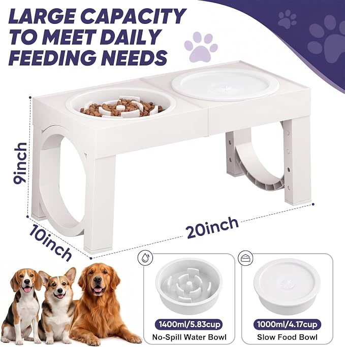 XIAZ Elevated Dog Bowls Large Breed Raised Dogs Bowl Stand Large/Medium Sized Dog Slow Feeder Dogs Bowls Food Water Stands 5 Heights Adjustable 9/11/12/14in Pet Feeder Dish Station - Image 8