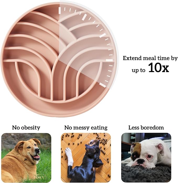 OHMO Slow Feeder Dog Bowl, 5.9" Lick Mat for Dogs, Tree of Life, Coral | Cat Slow Feeder Bowl, Anti Choking, Enrichment Toys, Easy Clean BPA-Free Silicone Feeding Bowl, Boredom and Anxiety Reducer - Image 4