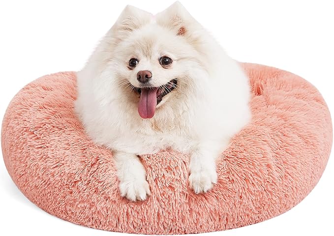 MIXJOY Orthopedic Dog Bed Comfortable Donut Cuddler Round Pet Beds Ultra Soft Washable Dog and Cat Cushion (20''/23''/30'') (23'', Pink) by MIXJOY