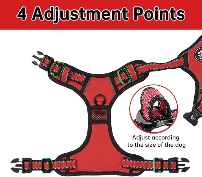 NESTROAD No Pull Dog Harness,Adjustable Oxford Dog Vest Harness with Leash,Reflective No-Choke Pet Harness with Easy Control Soft Handle for Small Dogs(Small,Red) - Image 2