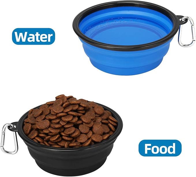 Kytely Large Collapsible Dog Bowls 2 Pack, 34oz Foldable Dog Travel Bowl, Portable Pet Water Food Bowl with Clasp, Pet Cat Feeding Cup Dish for Traveling, Walking, Hiking (Black+Blue) | Portable Dog Water Food Bowl with Clasp, Pet Cat Feeding Cup Dish ... - Image 8