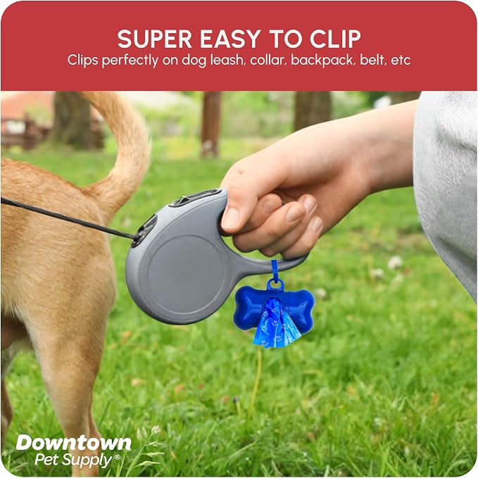 Downtown Pet Supply Poop Bags for Dogs with Dispenser, 220 Count - Leak-Proof Dog Waste Bags and Bone-Shaped Dog Poop Bags Holder for Leash - Rainbow with Paw Prints, 12.5" x 8.5" - Image 4