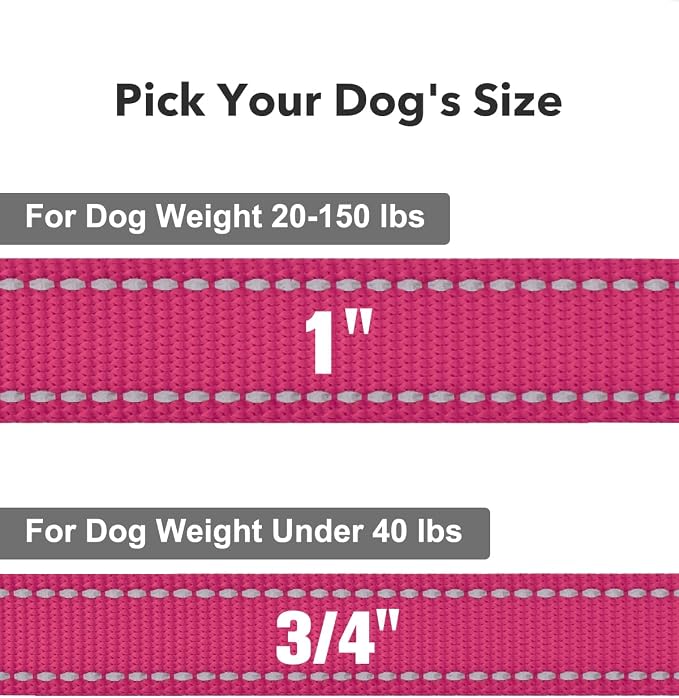 Taglory Reflective Dog Leash for Small Dogs, 3/4in x 4ft, Hot Pink | Ideal for Night Walking, Strong for Sudden Pulls, Lightweight & Gentle on the Neck, Soft Padded Handle - Image 4