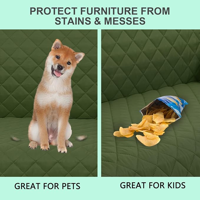 Reversible Oversized Sofa Covers, XL Sofa, Huntergreen/Sage | Couch Cover Furniture Protector for Dogs Elastic Straps Water Repellent Furniture for 4 Cushion Couch - Image 5