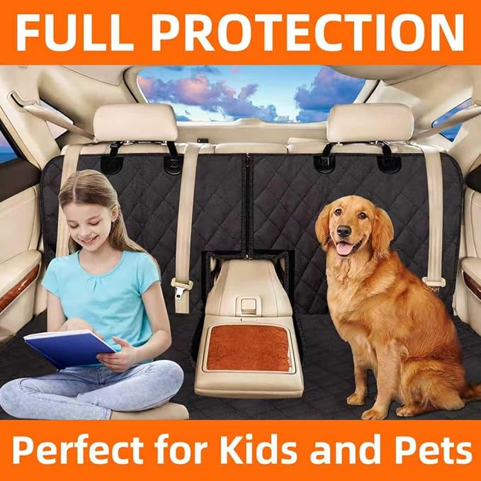 Bark Lover Dog Car Seat Cover for Back Seat, Waterproof Car Seat Protector, Non-Slip Backseat Cover for Dogs in Car, Armrest Compatible, Fits Most Cars SUVs & Trucks - Image 4
