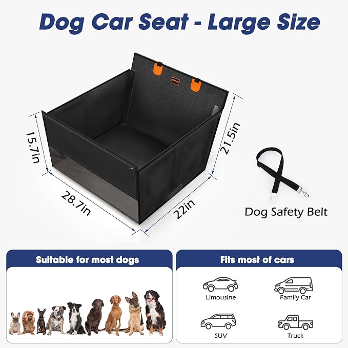 FURTIME Large Dog Car Seat, Upgraded PU Leather Back Seat Extender with Hard Bottom, Waterproof Pet Car Seat Cover for Medium Sized Dog, Pet Hammock for Cars, SUVs, Trucks - Image 8