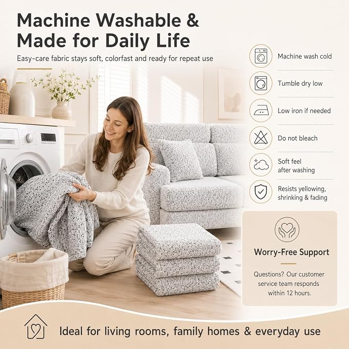 Stretch Sofa Slipcover, 2026 Upgraded Non Slip Couch Cover with Adjustable Straps, Pet Dog Cat Friendly Furniture Protector for 3 Seater, Washable for Living Room - Image 8