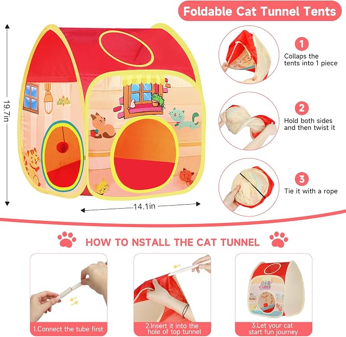 AILUKI 33PCS Cat Toys Variety Pack for Indoor Cats, Kitten Toys Cat Tunnel | Kitten Toys for Indoor Kittens Cat Toy Bundle Set with Feather Teaser Wand, Springs Balls Bell Mice & Interactive Cat Toys - Image 4