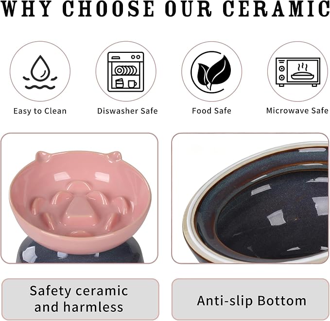 Ceramic Slow Feeder Cat Bowl, 15-Degree Tilted Non-Slip | Food-Grade Ceramic For Indoor Cats, 5.3 In Shallow Bowl, Whisker-Friendly, Dry And Wet Food, Dishwasher Safe - Image 7