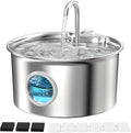 Stainless Steel Cat Water Fountain: Cat Fountain with 6 Filters + 3 Sponges - 88oz/2.6L Pet Water Fountain for Cats Inside - Silent Cats Water Bowl Dispenser - ATMZIQXR Kitty Drinking Fountains by ATMZIQXR