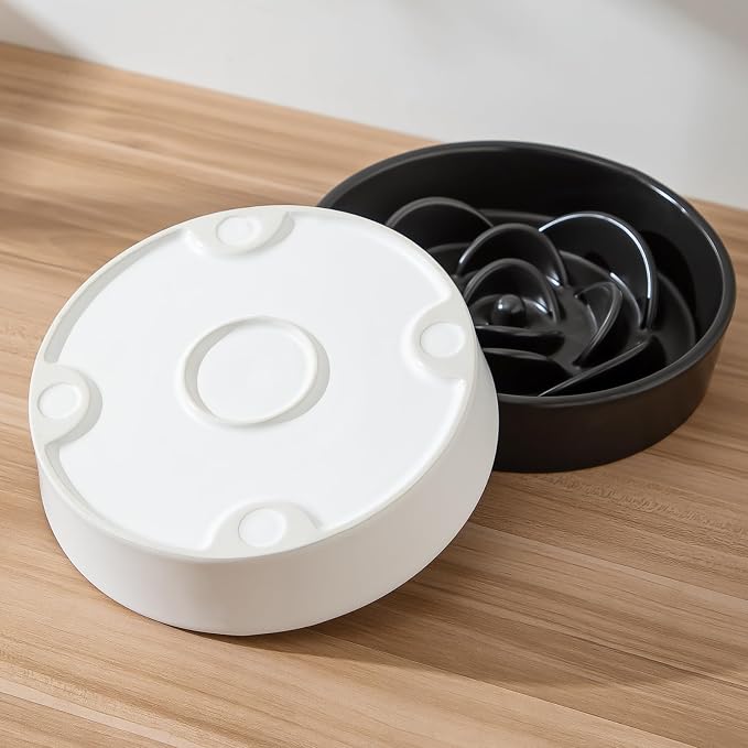 8.25'' Ceramic Slow Feeder Dog Bowls - Petal Shape Modern Dog Food Dish for Medium and Large Breeds, Puzzle Maze Bowl to Slow Down Eating, Anti-Gulping, Dishwasher & Microwave Safe, White - Image 8