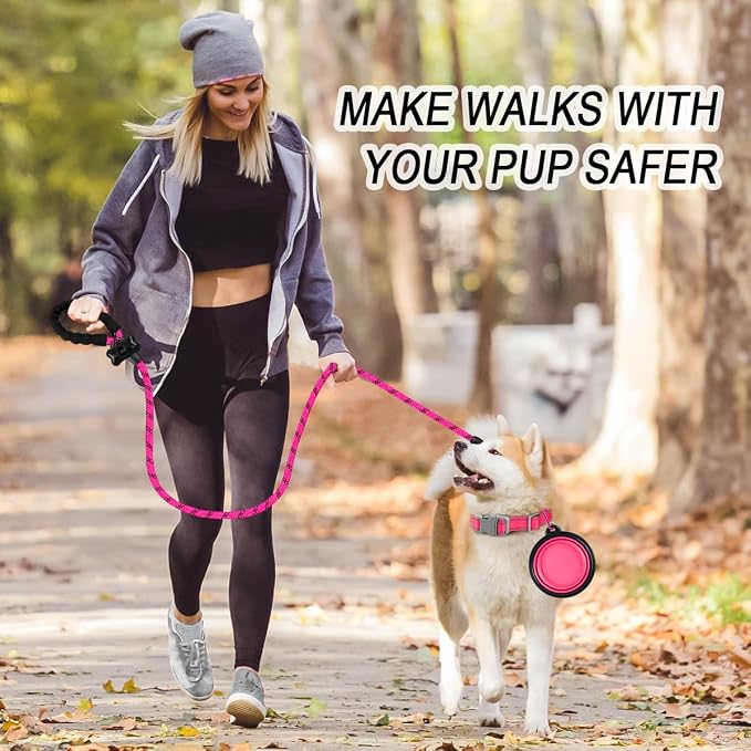 BARKBAY Dog Leashes for Large Dogs Heavy Duty Dog Leash 4/5/6 FT with Comfortable Padded Handle and Highly Reflective Threads for Medium Large Dogs Walking Training Running (5FT-1/2'',Fushcia) - Image 3