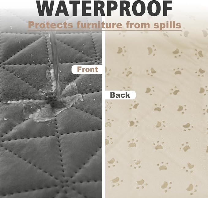 Ameritex Sofa Cover Waterproof for Seats Couch Cover for Dogs Pet Couch Cover Velvet for Chair Loveseat Sofa Machine Washable (Dark Grey, 30x60 Inch) - Image 2