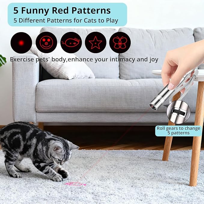 Waputne Cat Toy, USB Rechargeable, 3 Light Modes, 5 Fun Patterns, Indoor | Interactive Chase Toy; Automatic Training & Exercise Fun; Kitten Toy for Indoor Cats & Dogs - Image 4