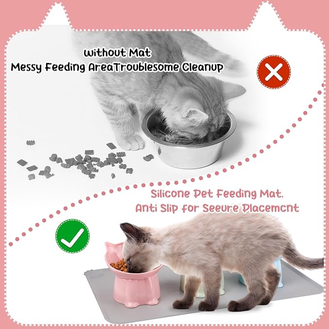 3 Pcs Raised Cat Bowl 15° Elevated Cat Food Bowl Tilted Cats Bowls,3 Colors | Whisker Friendly Anti Vomiting Cats Dishes Pet Food and Water Bowls for Indoor Cats Kittens - Image 7
