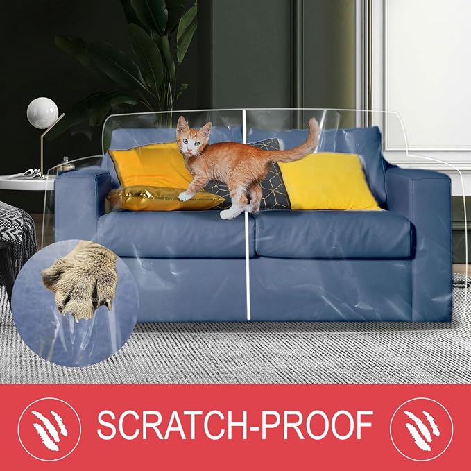 LAMINET Deluxe Heavy-Duty Crystal-Clear Furniture Protectors Protects Dust, Dirt, Spills, Pet Hair and Dander, Paws and Claws Sofa-36”RH x 18" FH x 84”W x 40" D, Loveseat Sofa | Designed for heavy-duty protection against dust, dirt, spills, pet hair, a... - Image 4