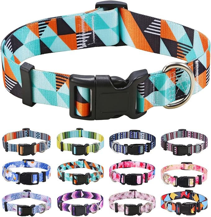 Mihqy Dog Collar for Small Dogs Puppy Cats, Fashion Design, Geometry,XS | Neck Fit 7.9"-11.8", Multiple Patterns，4 Sizes for Small Medium Large Dogs, Comfortable for Walks and Outdoor Hikes by Mihqy