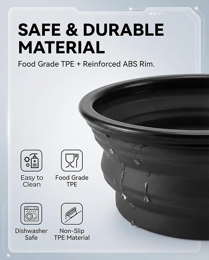 Collapsible Dog Bowls, 2 Pack Sturdy Portable Dog Water Bowls | Wear-Resistant TPE, Anti-Dust Foldable Travel Dog & Cat Bowls for Camping Walking Hiking with Carabiners - Image 5