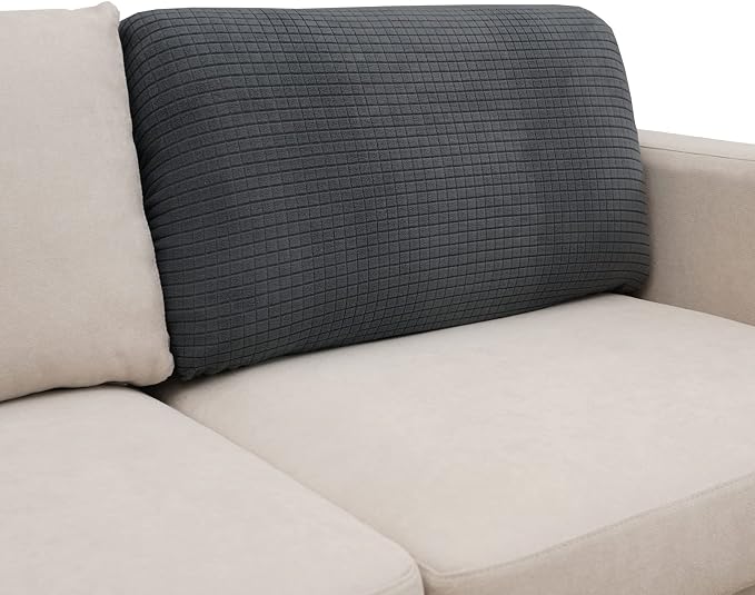 Eismodra Backrest Covers for 3 Cushion Couch Sofa Magic Stretch Sofa Slipcover for Dogs Pet L Shape 2 Seat Replacement Furniture Protector,Dark Gray Width 20-28 inches(Only 1 Piece) by Eismodra