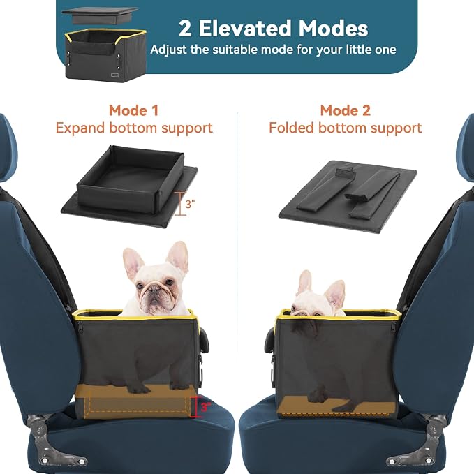 PETSFIT Small Dog Car Seat – Patented Safety Buckles – Safety Tether – Foldable Travel Dog Booster Car Seat Reduces Anxiety & Road Trips – Stable Frame, Soft Cushion, Fits Front/Back Seat - Image 5