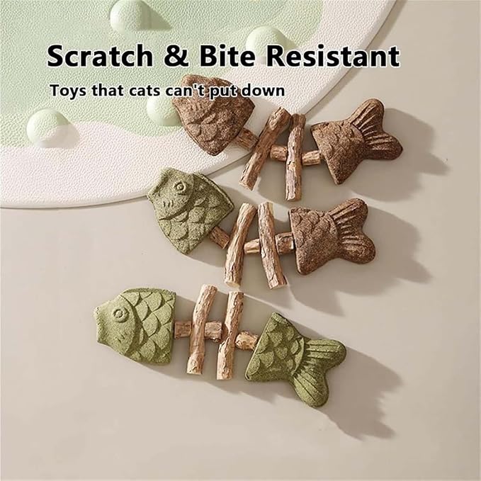 2026 New Creative Fish Bone Cat Dental Chew Toy, Natural Fishbone Catnip & Silvervine Chew Toy, Interactive Kitten Chew Playthings for Cats Teeth Cleaning (Mixed Flavors, 3Pcs) - Image 4