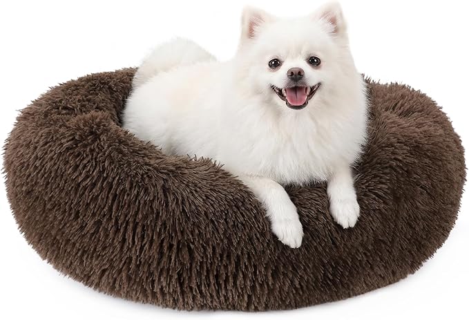 MIXJOY Orthopedic Dog Bed Comfortable Donut Cuddler Round Pet Beds Ultra Soft Washable Dog and Cat Cushion Bed (23'', Coffee) by MIXJOY