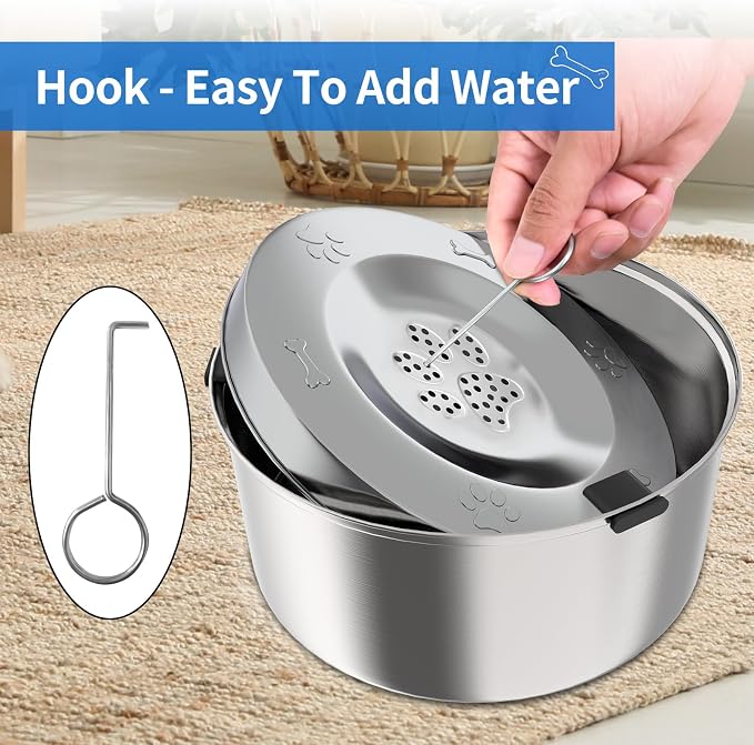 Kactoily 3L/101oz Dog Water Bowl Stainless Steel Slow Water Bowl for Dog | No-Spill Slow Drinking Water Bowl for Medium Large Dogs, Spill Proof Dog Water Bowl for Home, Vehicle and Travel Use - Image 6