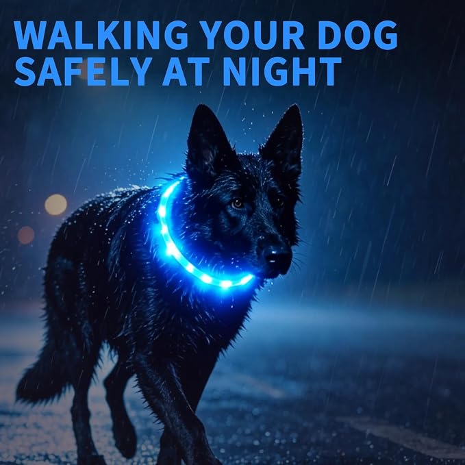 LaRoo LED Dog Collar, USB Rechargeable Flashing Light Dog Collar, Nighttime Safety, Cuttable Size for Small Medium Large Dogs, Makes Your Pet Visible in The Dark (Blue) - Image 8
