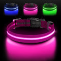 LED Dog Collar, Light Up Dog Collar USB-C Rechargeable Waterproof | 360° Visibility Light Up Dog Collar, Adjustable Nylon Collar with 3 Modes for Small Medium Large Dogs Night Walk Pink S by Jewyow