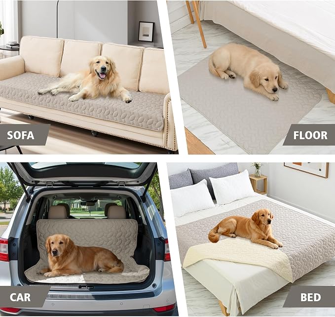 Ameritex Waterproof Pet Bed Cover Anti-Slip Dog Bed Blanket for Sofa and Furniture Waterproof New Pattern Design (Khaki, 82x82 Inch (Pack of 1)) - Image 3