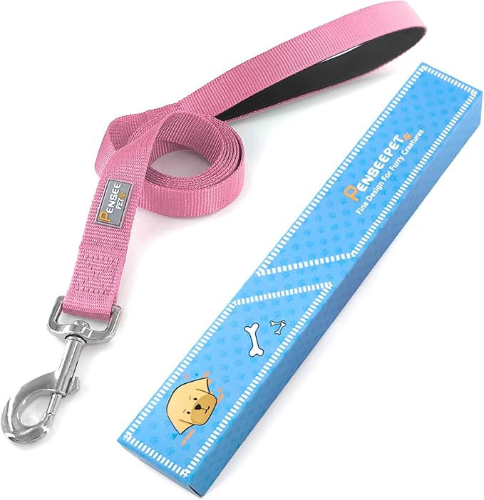 6 FT Reflective Dog Leash for Large Dogs,Pink | Padded Handle,Metal D-Ring,Heavy Duty Nylon Webbing, for Walking & Training - Image 5
