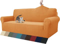 ZNSAYOTX 1 Piece Jacquard Couch Covers for 3 Cushion Couch High Stretch Sofa Cover for Pets Dogs Anti Slip Extra Large Sofa Slipcovers Furniture Protector (X-Large, Orange) by ZNSAYOTX
