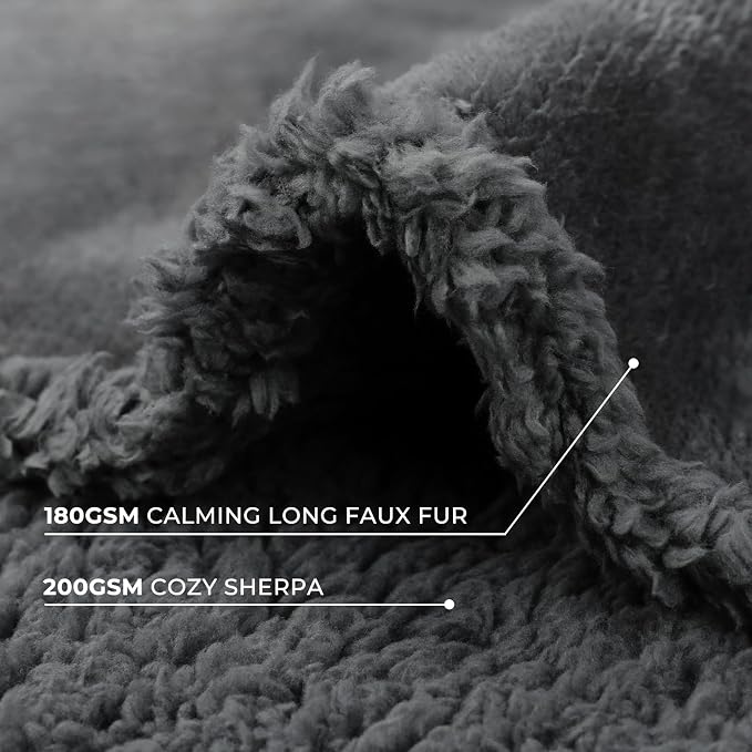 Luciphia Waterproof Bed Blanket Washable, Soft Sherpa Fleece Puppy Reversible Throw Blankets for Medium Large Dog Cat, Furniture Cover Protector Couch Bed from Liquid Pee and Pet Fur, Grey,65" x 57" - Image 5