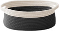 JMvicyroam Small Woven Basket, Empty Gift Basket, White&Black/1 Pack | Small Gift Basket, Cotton Rope, 12 x 8 x 60 in, Handles, Includes Ribbon and Bag, Birthday Gift Basket by JMvicyroam