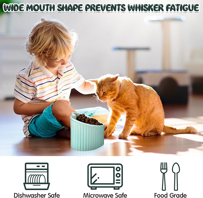 4 Pcs Elevated Cat Food Bowls, Ceramic Raised Cat Bowls, Shallow, Less Digestion Issues, Anti Vomiting, No Stress for Food and Water Indoor Kitten - Image 6