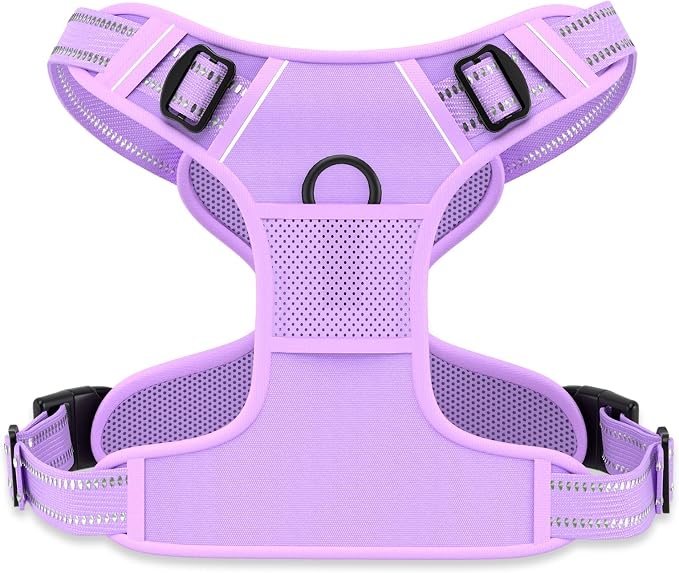Rnivvi No Pull Dog Harness, Cute Reflective Medium Sized Puppy Kitten Harness, Adjustable Soft Padded Vest for Medium Dogs, Heavy Duty Pet Vest with Easy Control Handle for Walking, Purple by Rnivvi