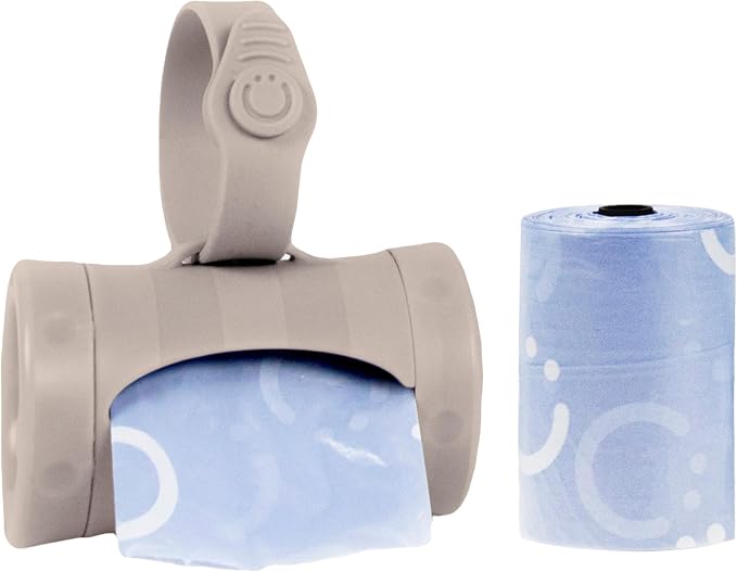 Ubbi Retractable Bag Dispenser for Diaper Bag, Taupe | Portable Bag Holder for Travel, Clips to Stroller or Diaper Bag, Newborn Baby Essentials, Includes 24 Lavender Scented Bags by Unknown