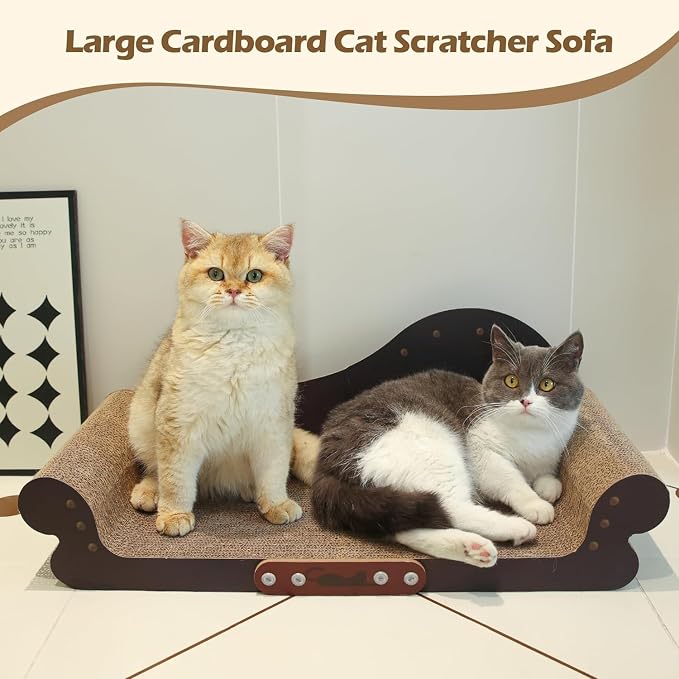 ComSaf Large Cat Scratcher Bed 26.7 in, Cardboard Cat Couch Scratch Pad | Cat Scratching Board, Sofa Lounger Shape, Furniture Protection, Indoor Floor Use, Adult Cats, Claw Care - Image 6