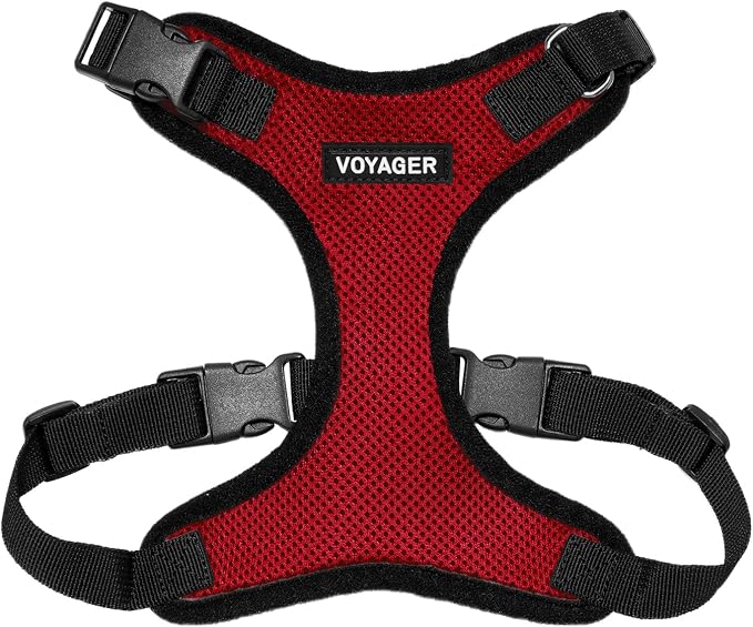 Voyager Step-in Lock Dog Harness - Red/Black Trim, X-Large | 23 - 28" in Chest, Adjustable, Breathable Air Mesh, Lightweight for Daily Walks, Strong Clips, Heavy Duty D-Ring by BestPetSuppliesLLC