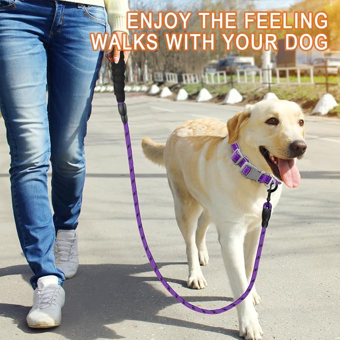 BARKBAY Dog Leashes for Large Dogs Heavy Duty Dog Leash 2 Pack 5 FT with Comfortable Padded Handle Highly Reflective Threads for Medium Large Dogs Walking Training Running (5FT-1/2,Purple+Black) - Image 7