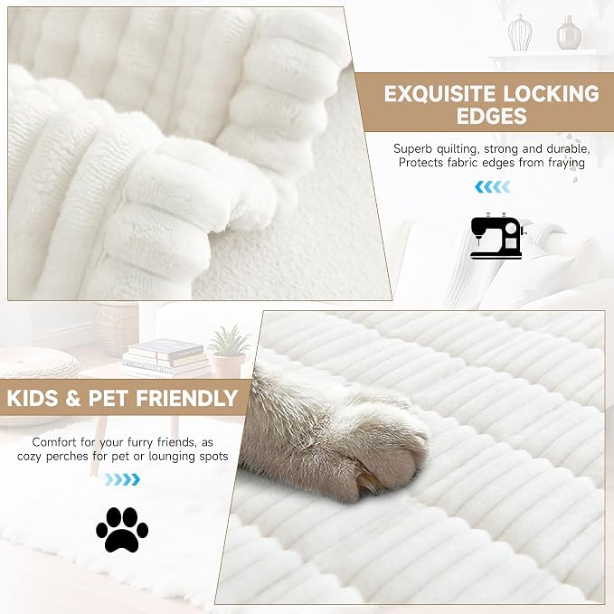 OTOB Washable Couch Covers for 3 Cushion Sofa Non Slip Pet Dog Sofa Cover | Cream, 27.6" x 82.7", All Seasons, Soft Fuzzy Plush, Couch Protector for Dogs, Breathable, Thick Wear-Resistant - Image 4