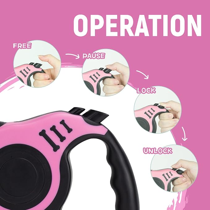 Retractable Dog Leash Automatic Telescopic Tractor Dog Tape | Pet Tape 10/16 FT Durable and Convenient, with Folding Bowl, Dispenser, Rubbish Bags, Suitable for Small and Medium Dogs - Image 4