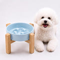 Elevated Ceramic Slow Feeder Dog Bowls Anti-Choking Slow Feeding for Small&Medium Size Anti-Slip Non-Lead & Toxic Durable Easy to Clean Maze Slow Feeder Bowl（8.26in Mint Blue Stars Pattern） by addggo