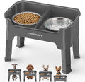 URPOWER Mess Proof Elevated Dog Bowls, Splash Guard Raised Bowl Stand | 4 Adjustable Heights, 2 Stainless Steel Bowls, Food & Water Separation, Non-Slip Base, Foldable Design for Small Dogs by URPOWER