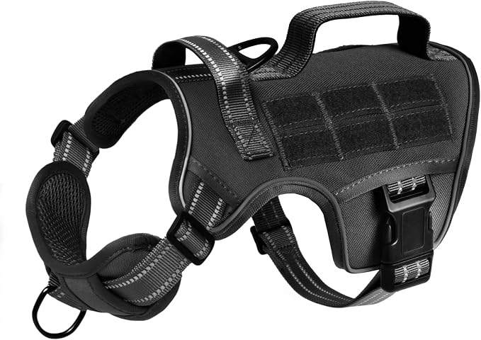 Dog Harness, Tactical No Pull for Small Sized Dog with Handle | Breathable Soft Padded, Adjustable, Reflective, Molle System, Heavy Duty, No Choke for Walking Training, Black Small - Image 9