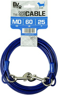 BV Dog Tie Out Cable 25 Feet - Heavy Duty Dog Lead Up to 60 Pounds - Reflective & Rust-Free with Quick Release Swivel Clips & 360° Rotating Clasp - Tangle-Free Dogs Runner for Yard (Blue, Single) by BV