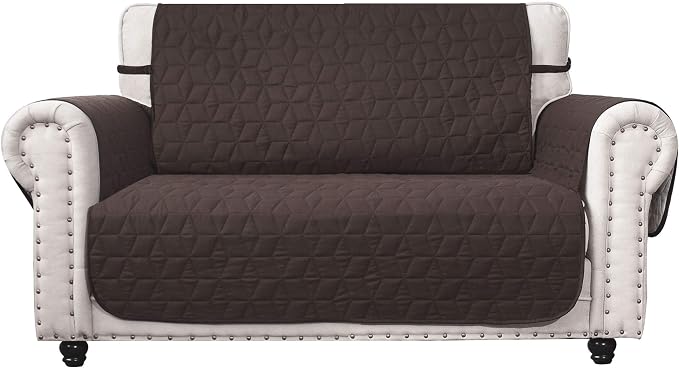 Ameritex Loveseat Cover Water-Resistant Quilted Furniture Protector with Back Nonslip Paws Slipcover for Dogs, Kids, Pets Loveseat Slipcover Stay in Place for Leather (Chocolate, 54'') by Ameritex